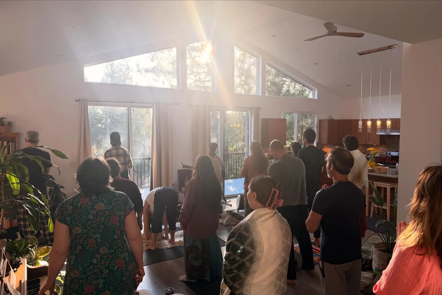 The Heartfield community gathered in morning light